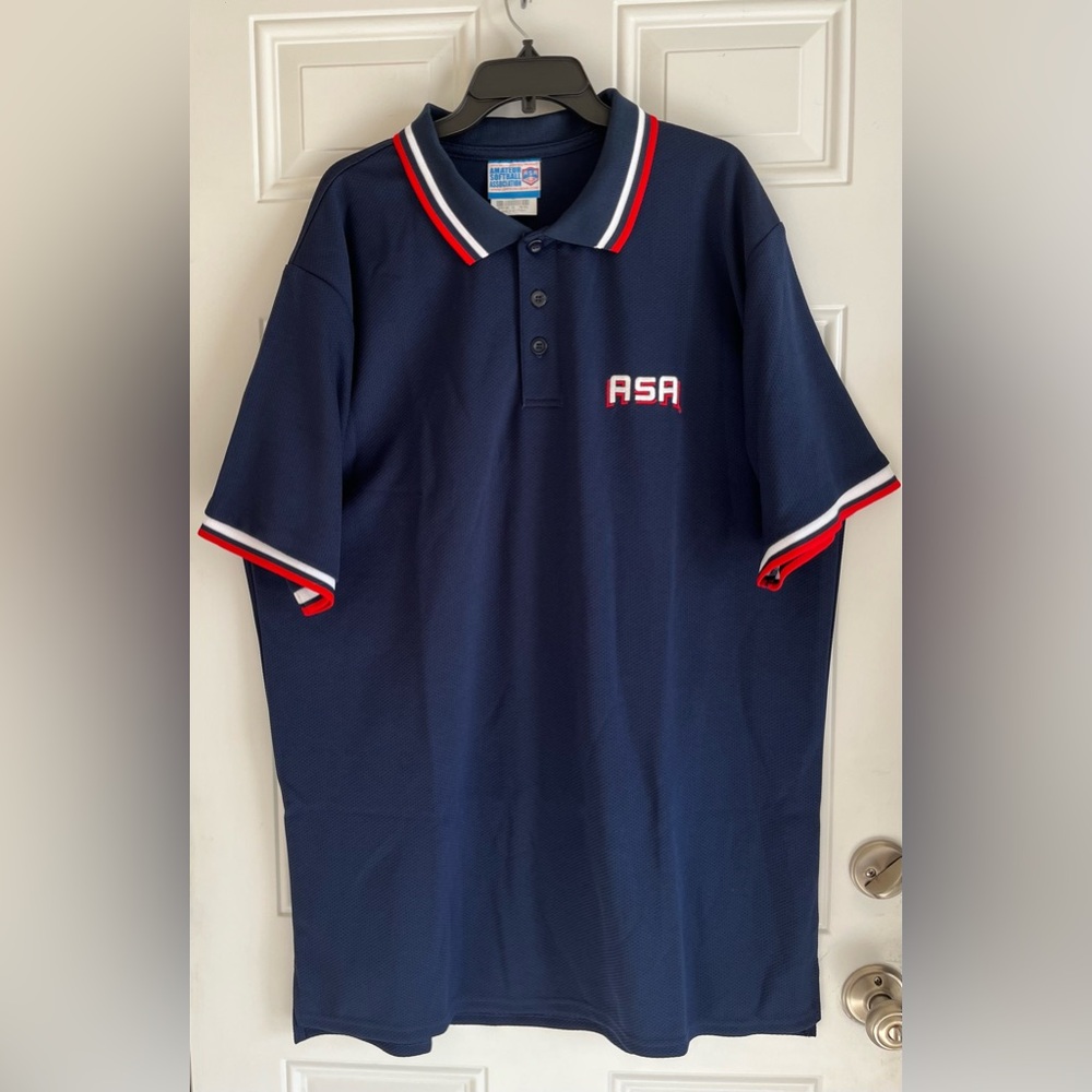 ASA Umpire Shirt‎ Short Sleeve 2XL 50/52 Navy Amateur Softball Association/111-6